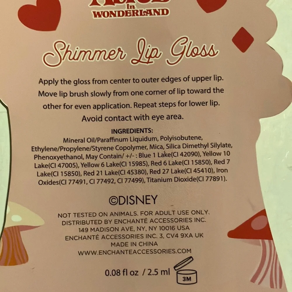 Disney Alice in Wonderland Lip Gloss‎ Trio
